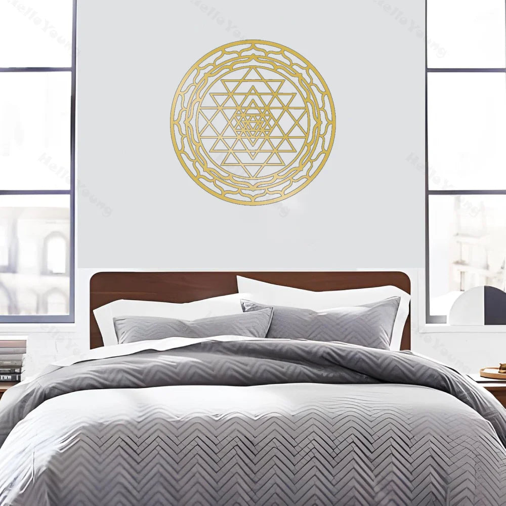 Sacred Yantra Mandala Metal Wall Sculpture | Divine Geometry Circular Decor | Halloween & Christmas Gift