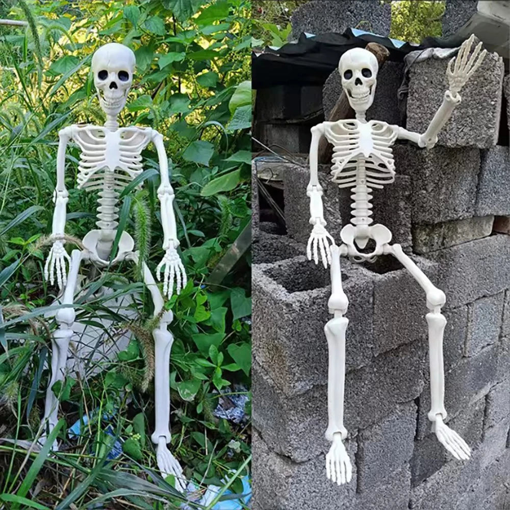 Halloween Skeleton Decoration Spooky Scary Skeleton with Movable Joints Posable Skeleton Decoration 40cm for Indoor Outdoor