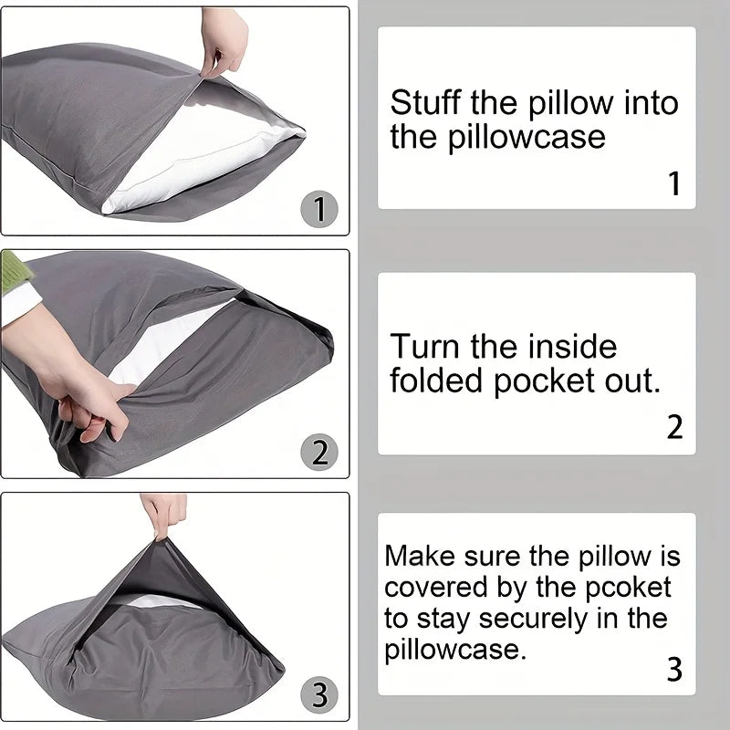 Christmas gift 1pc Luxurious 100% cotton Brushed Twill Weave Pillowcase, Envelope Closure, Soft Cozy Bed Pillow Cover, 48x74cm