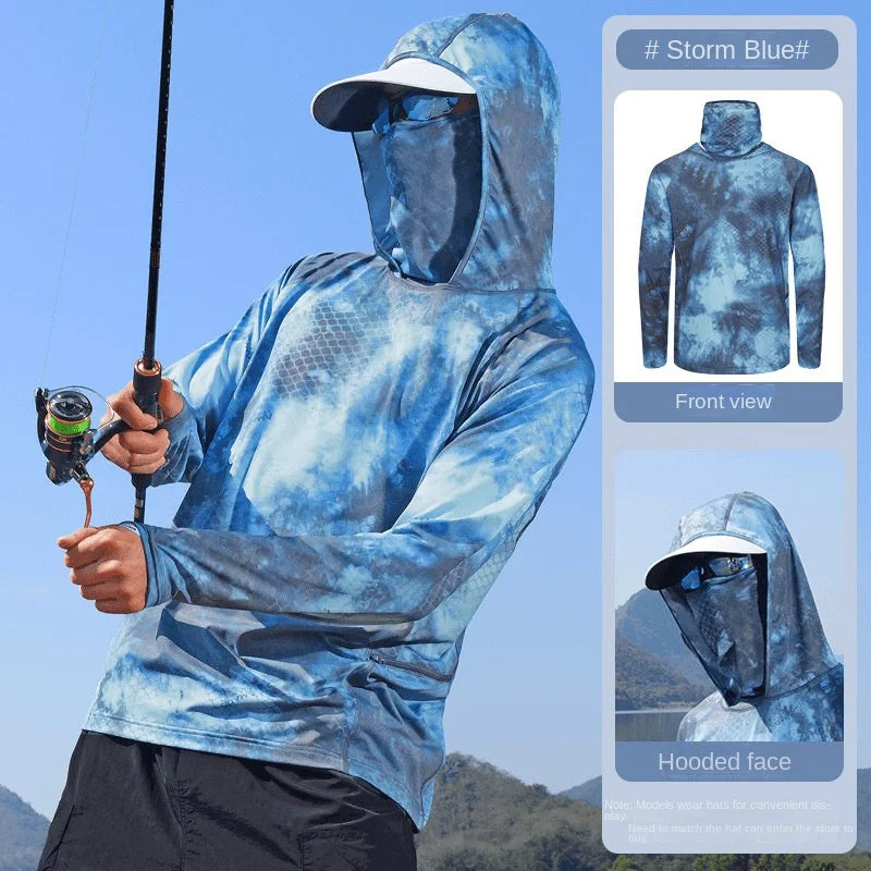 Camouflage Fishing Shirts Sun Protection Clothing Ultra-thin Ice Silk Summer Outdoor Lure UV Protection Breathable Men Shirt