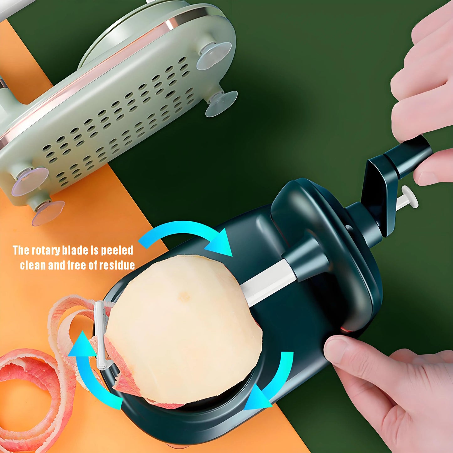 Manual Hand Crank Fruit Peeler with Suction Cup Labor-Saving Kitchen Tool for Safe Peeling