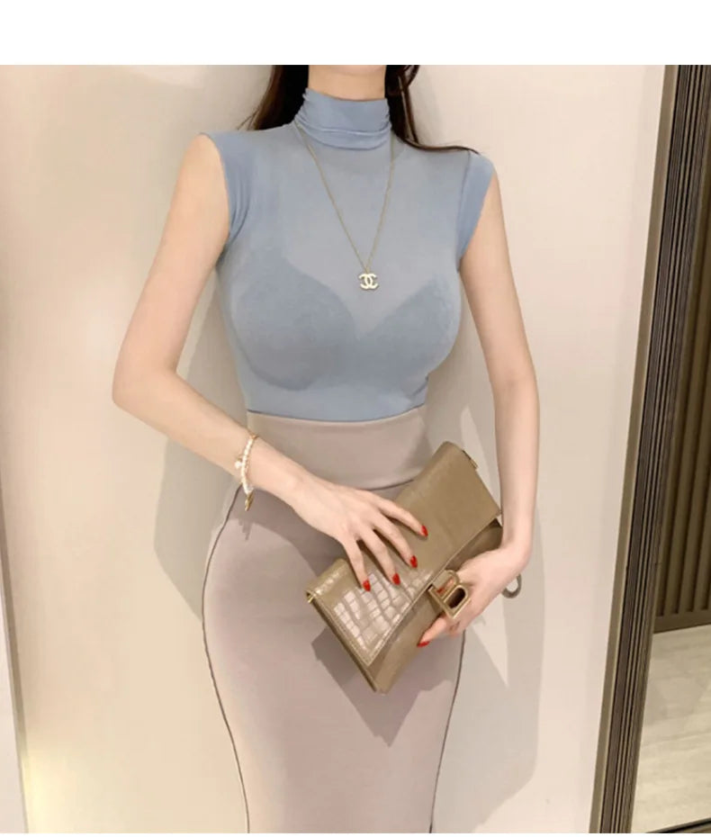 Summer New Modal Corset Tops To Wear Out Sleeveless Turtleneck Tops For Women Korean Casual White Tank Top Women Clothes