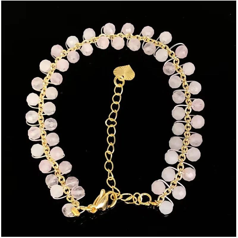 natural multifaceted 3-4mm stone Tourmaline garnet crystal quartz bracelet Women Jewelry Party /Wedding Luxury Gift Set Handwork