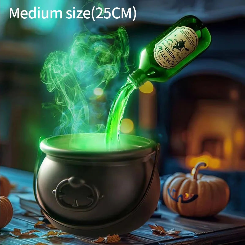 Halloween Witch Cauldron With LED Light & Fog Mist Maker Skeleton Decor for Spooky Hocus Pocus Party, Home, Halloween Party