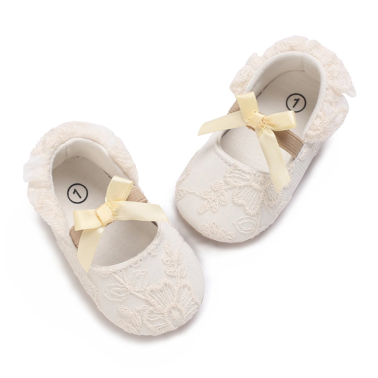 Cute Lace Baby Princess Shoes for Spring And Autumn 0-18M Infant Girls Anti-Slip Rubber Sole Bow Detail Anti-Slip Footwear