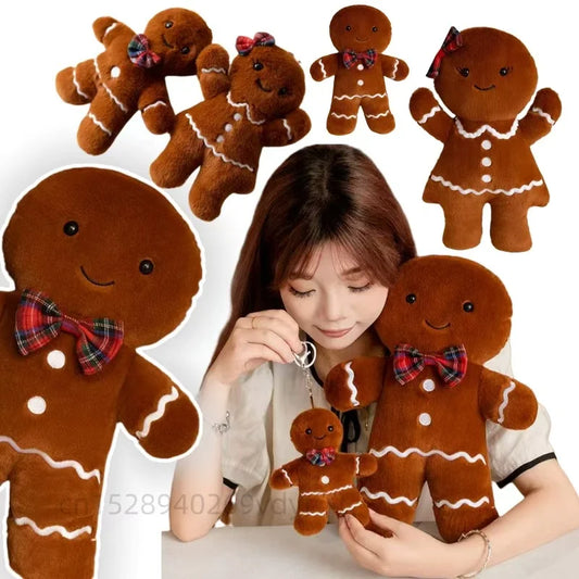 New Christmas Gingerbread Man Plush Toy Gingerbread House Key Bag Pendant Pillow Boys Girls Soft Toys Christmas Gift Party decor