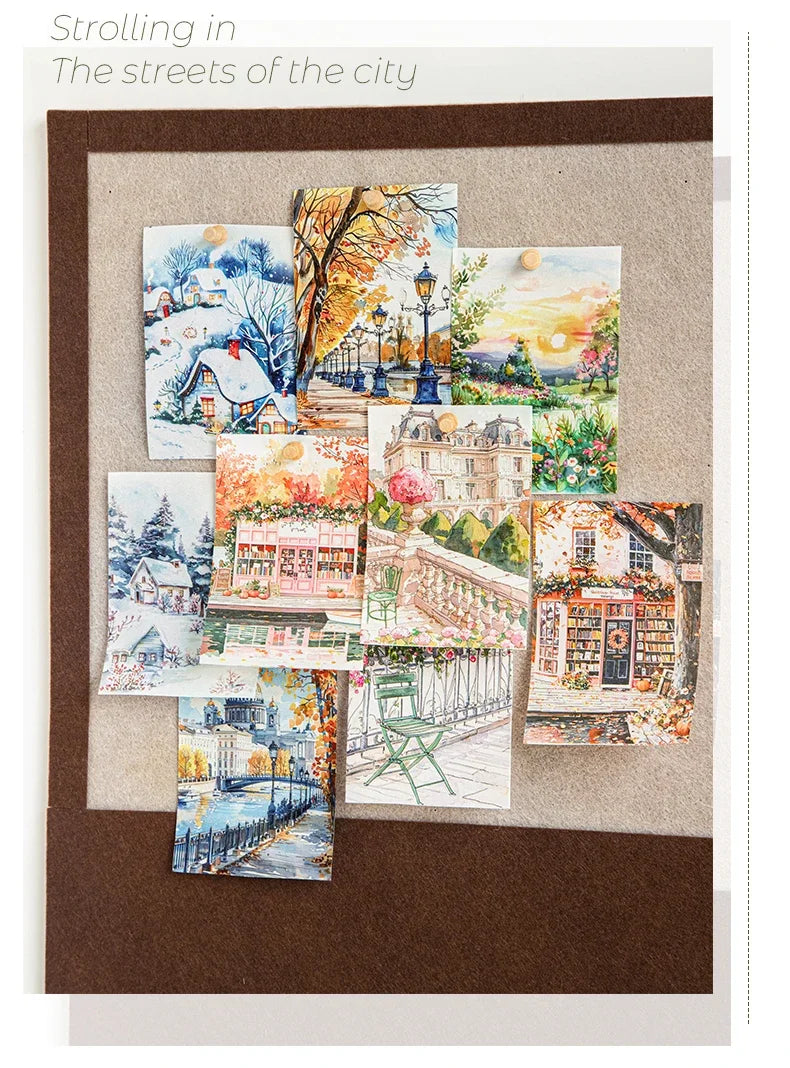 JIANWU 80mm*200cm Road View Series Vintage Travel Flower Landscape Material Collage Washi Tape Creative DIY Journal Stationery