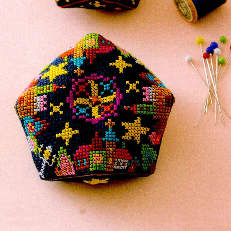 076 Cross Stitch Kits Pin Needle Cushion Biscornu Needlework DIY Kit Embroidery Set Counted Cross-Stitching Pincushion Packages