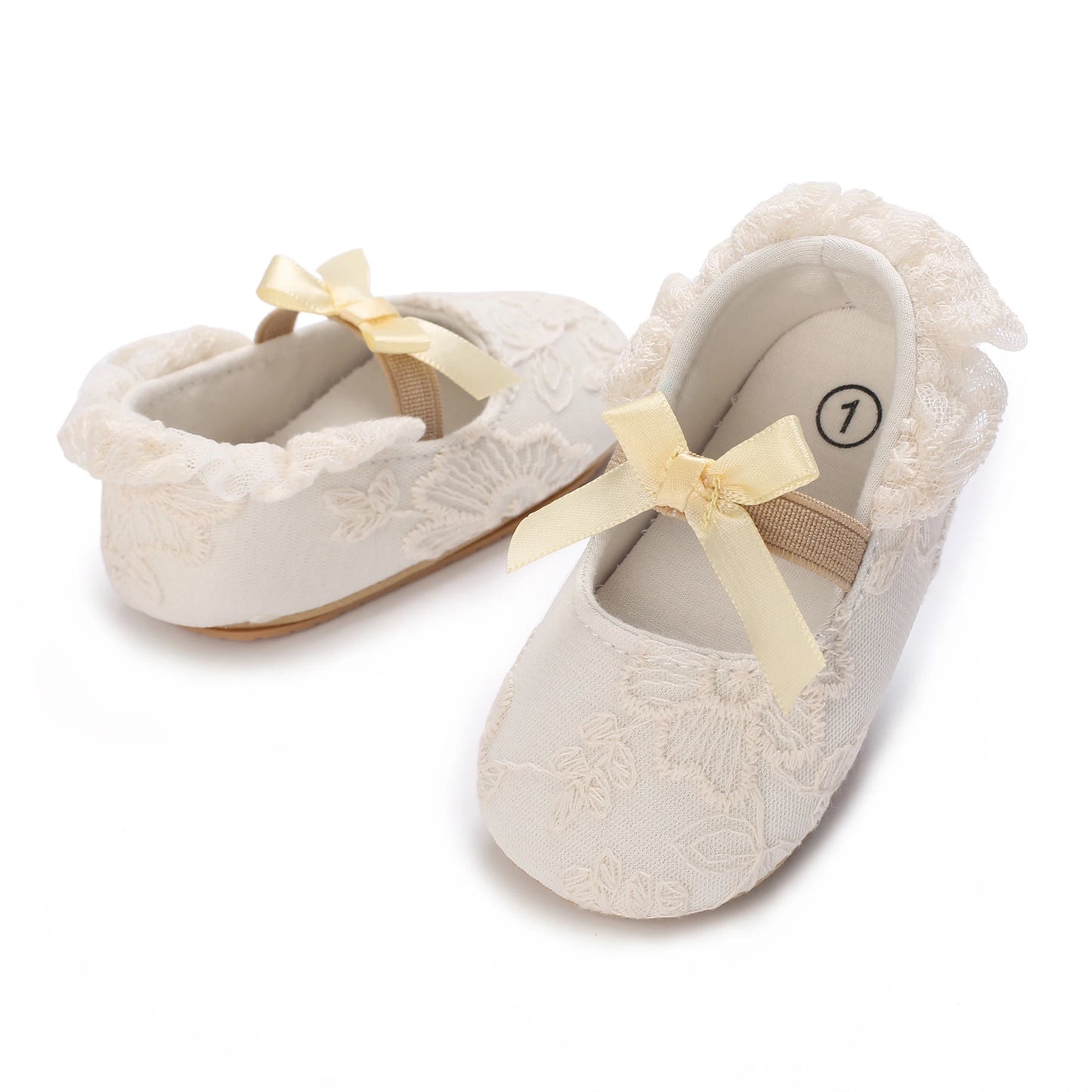 Cute Lace Baby Princess Shoes for Spring And Autumn 0-18M Infant Girls Anti-Slip Rubber Sole Bow Detail Anti-Slip Footwear