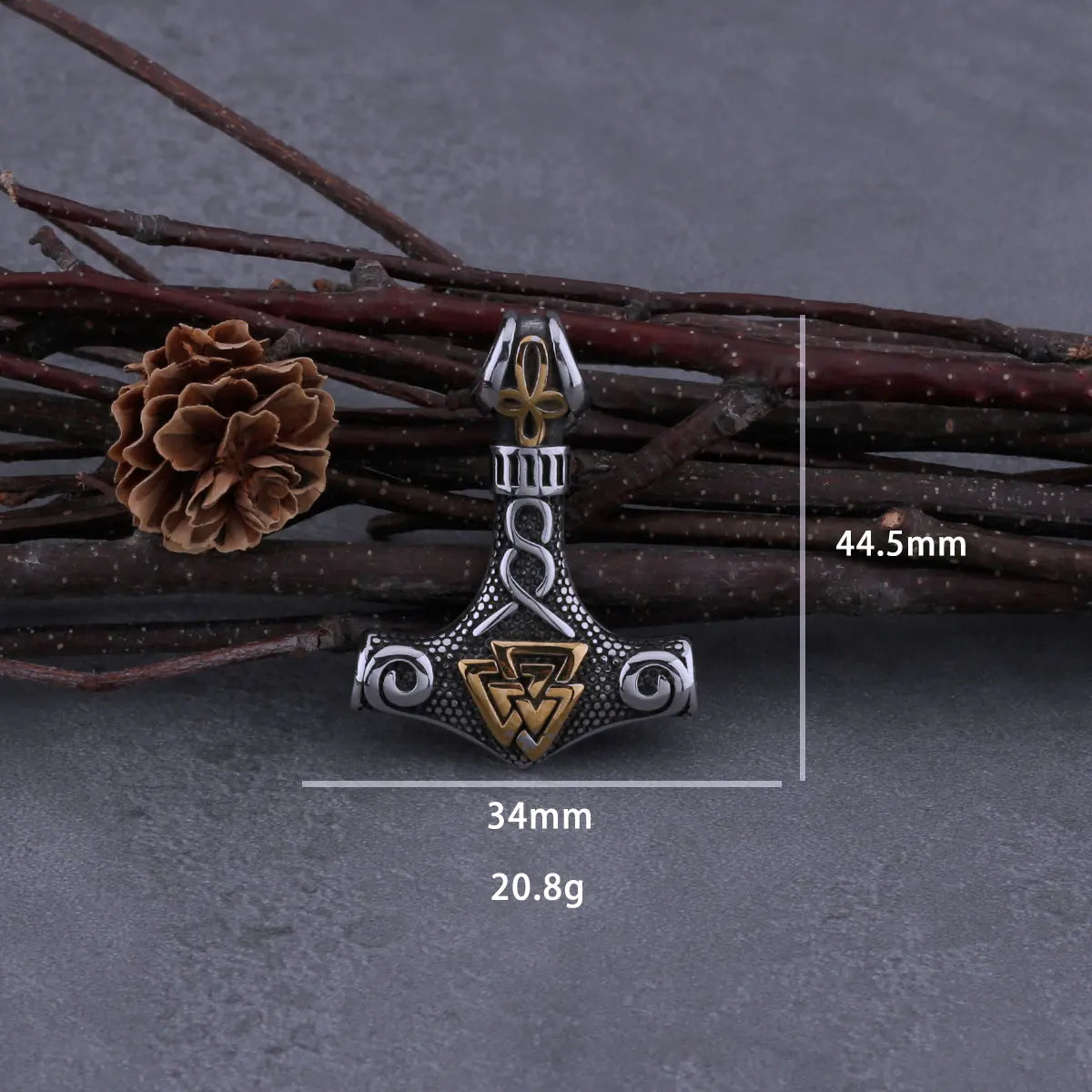 Stainless Steel Viking Mjolnir Quake and Odin Rune Necklace Men's Vintage Fashion Charm Vintage Pendant Viking Jewelry Gift
