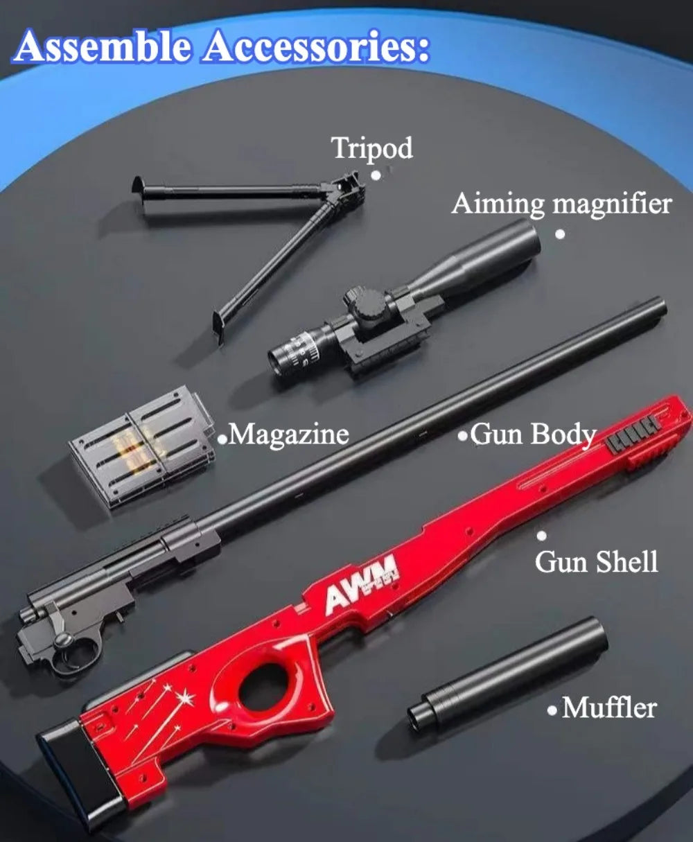 AWM Shell Soft-Bullet Gun Can Be Fired Toy Gun Manually Loaded Outdoor Combat Sniper Rifle Model Christmas Gift for Boy Adult