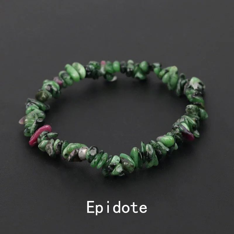 Natural Crystal Gemstone Irregular Energy Stone Bracelet Beads Chips Jewelry Amethys Aquamarine Rose Quartz Bracelets for Women