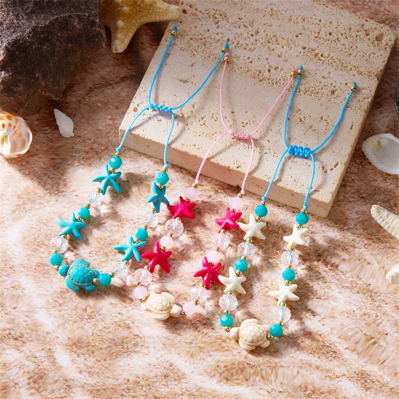 Bracelet Shell Bohemian Painted Shell Conch Starfish Beaded Bracelet For Women Anklet Beach Jewelry Gifts Handmade