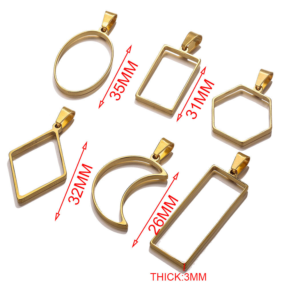 5pcs Stainless Steel Heart Square Silicone Mold Charm Frame Bezel Pendant Base Diy UV Resin Cameo Blanks Earrings Jewelry Making