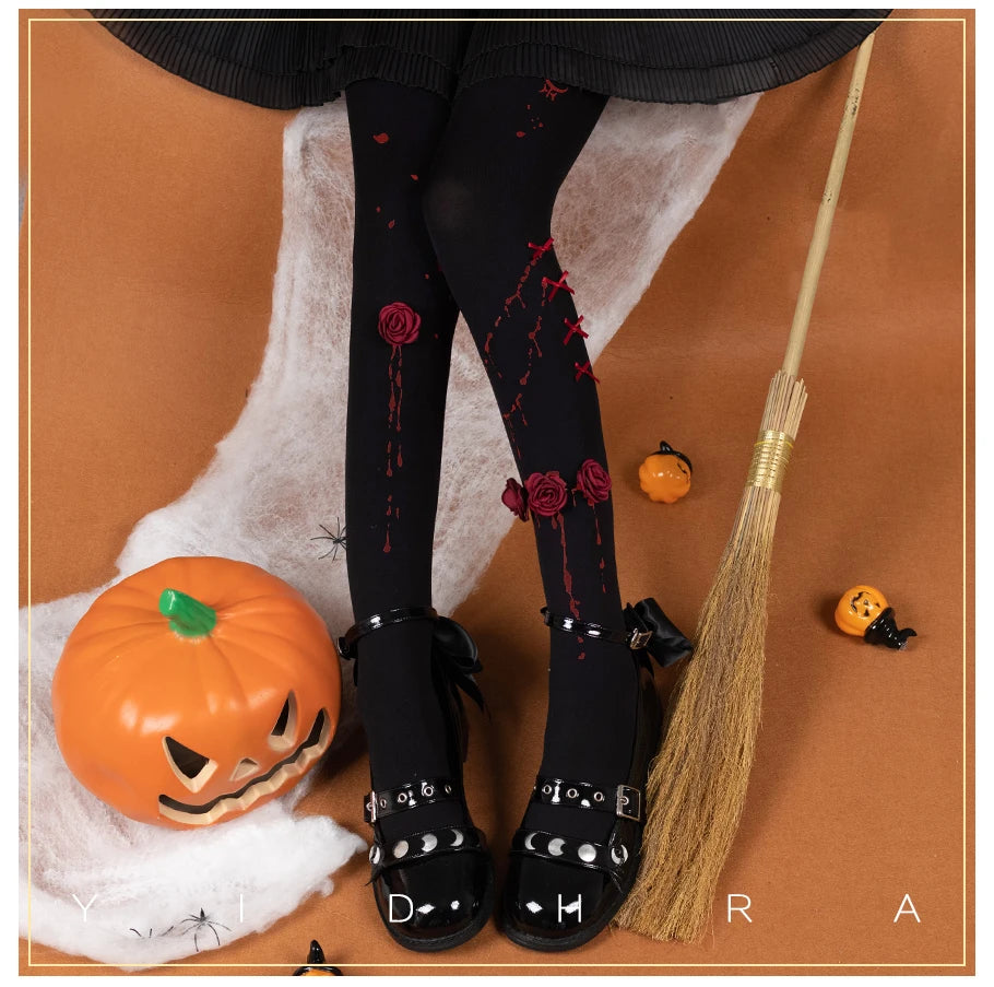 Japanese Gothic Lolita Halloween Party Pantyhose Thigh High Socks Long Compression Socks Ladies Sexy Cotton Stocking Socks