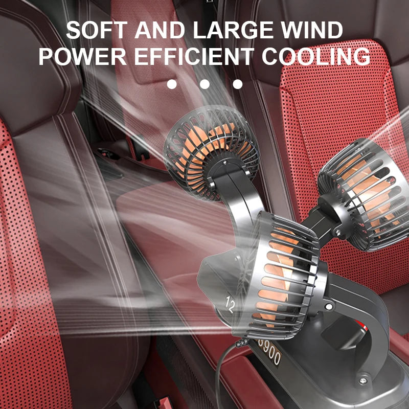 SEAMETAL USB Cooling Fan for Car 360-Degree Rotation 3-Head Electric Fan 2-Speed Silent Motor Fan Universal for Car/Office/Home