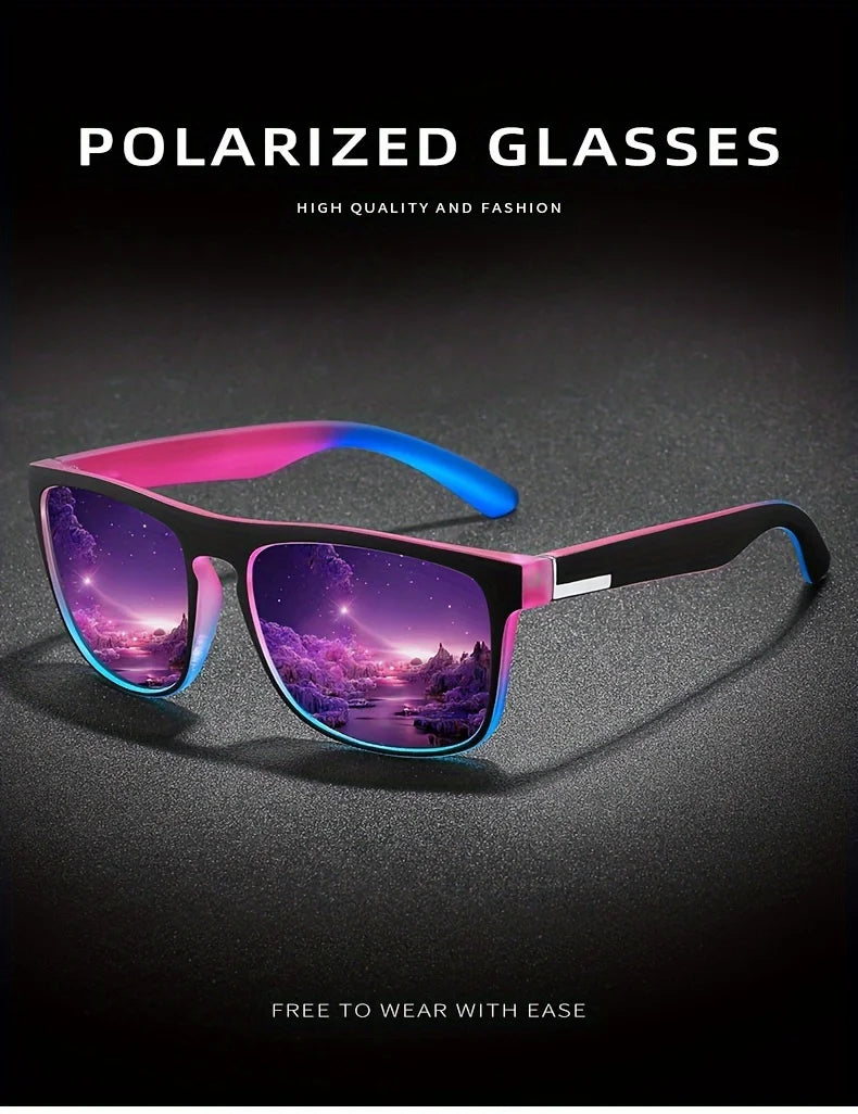 3Pcs Fantasy Gradient Mutipcolor Square Polarized Sunglasses AntiGlare UV400 Glasses Summer Party Driving Fishing Christmas Gift