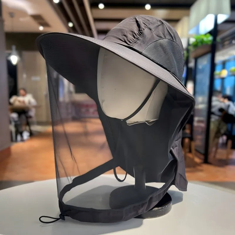 Outdoor Mosquito Repellent Hats - Sun Protection, Breathable Mesh Mask, Face Cover, Suitable for，mountaineering，Night Fishing