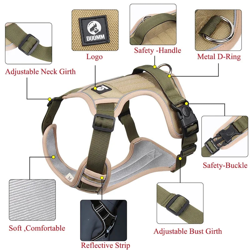 Durable Dog Harness Vest with Handle Explosionproof Pet Chest Strap Reflective Labrador Bulldog Walking Harness Dogs Accessories