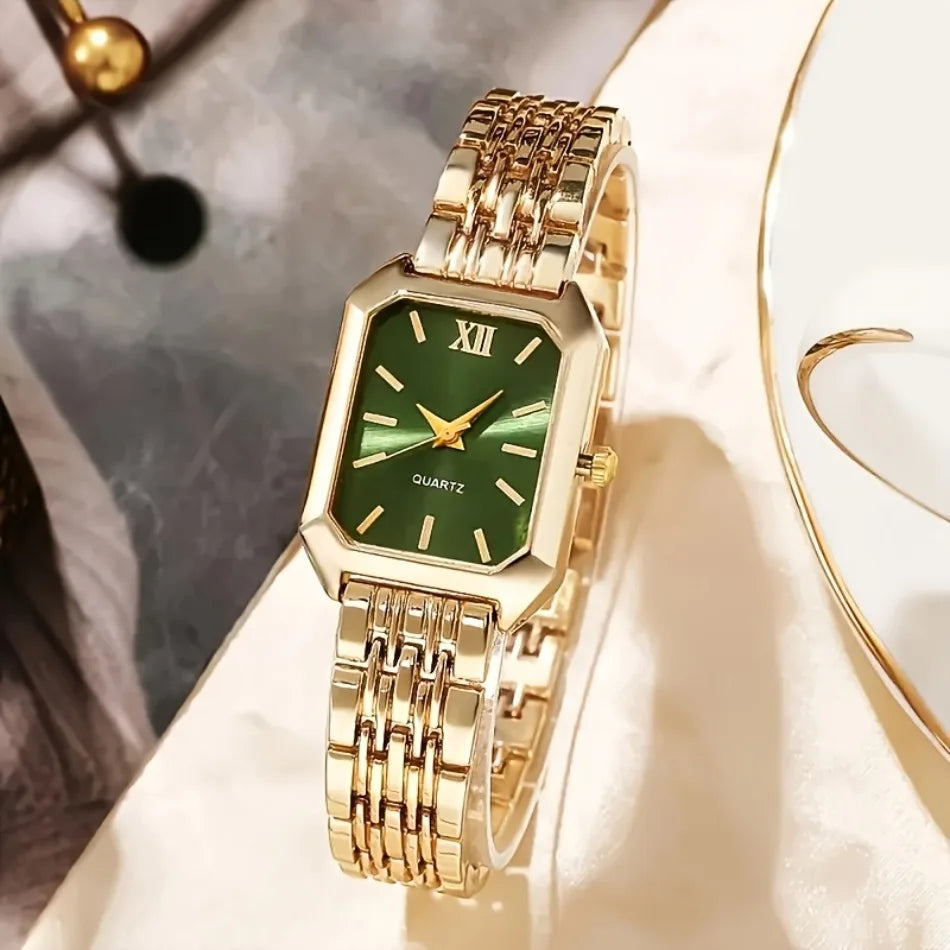 2pcs Women'S Watch Set - Elegant Square Quartz Watches with Stainless Steel Bands, Perfect Gift for Her, Giving Best Gift Sets