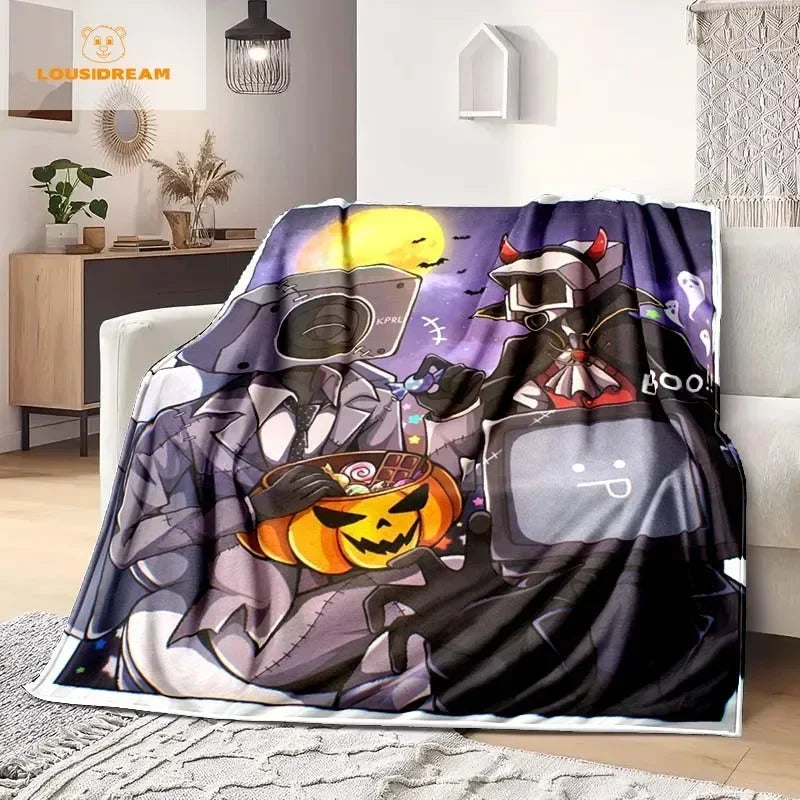 Skibidi Toilet Funny Flannel Blanket Flannel Warm Blanket Adults 3D Printed Coverlet Man Cave Sofa Camping Decor Christmas Gift