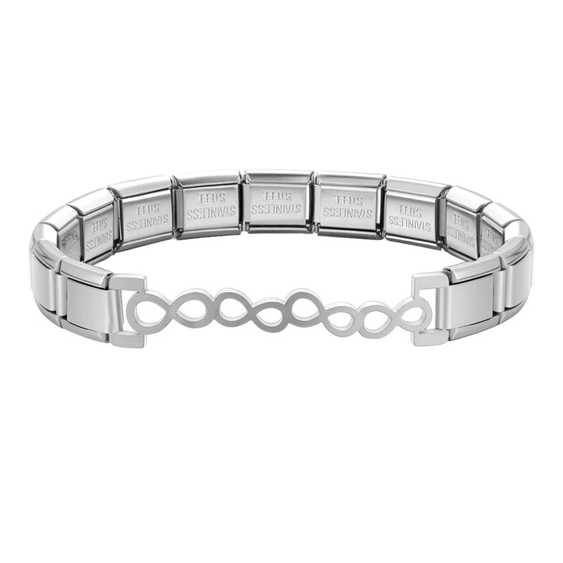 New Fashion Women Romantic Heart Star Zircon 9MM Width Stainless Steel Bracelet Bangle Girls Wedding Christmas Gift Jewelry