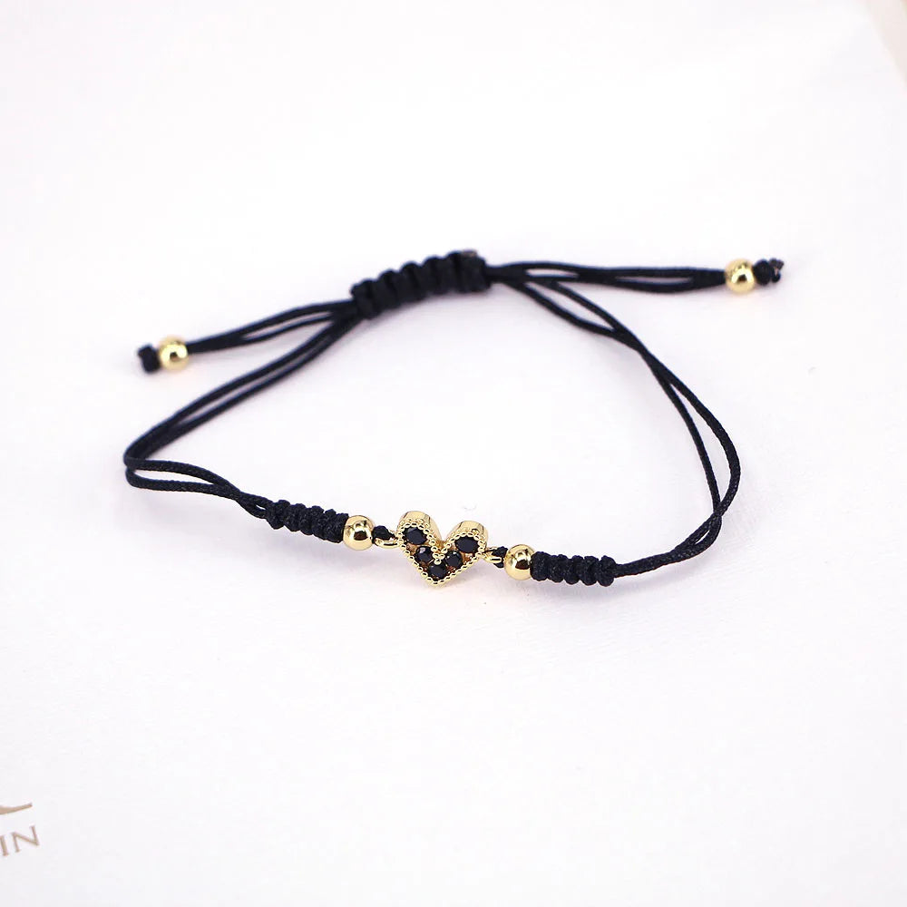 10PCS, Heart Shaped Love Rainbow Braided Bracelet Simple Trendy Ladies Thread Jewelry Gift Summer Charm Rope Cords Bracelets New