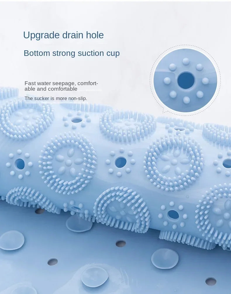 Bathroom Mat Anti-slip Sucker Round PVC Bath Mat with Drain Hole Silicone Bathing Rugs Foot Massage Pad Bathtub Soft Shower Mat