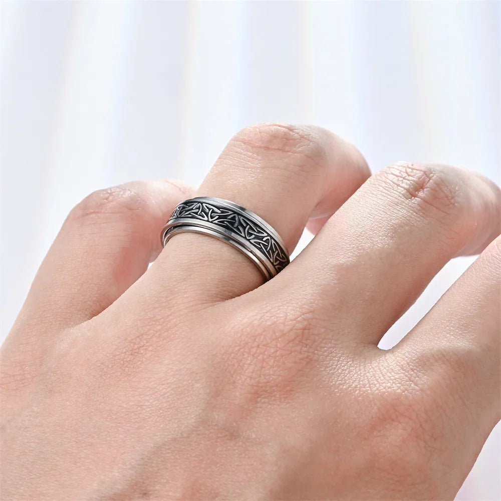 Viking Dragon Stainless Steel Anti Stress Rings Men Fidget Spinner Free Shipping Anti Anxiety Relaxing Rotating Ring Anillo