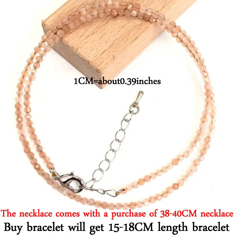 2-3mm Natural Stone Beaded Necklace Handmade Mini Tourmaline lapis crystal Energy Healing Female Bracelet for Women Jewelry Gift