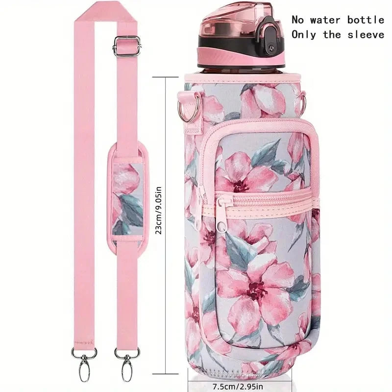 Water Bottle Covers Neoprene Handheld Crossbody Shoulder Water Kettle Carrier Holder Bag With Straps Outdoor Drinkware Accessory