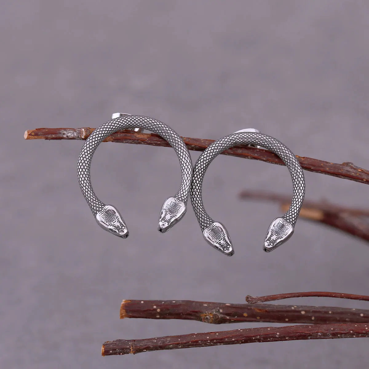 New Design Double Headed Snake Stainless Steel Stud Earrings Original Design Viking Men Women Punk Earrings Jewelry Accessories