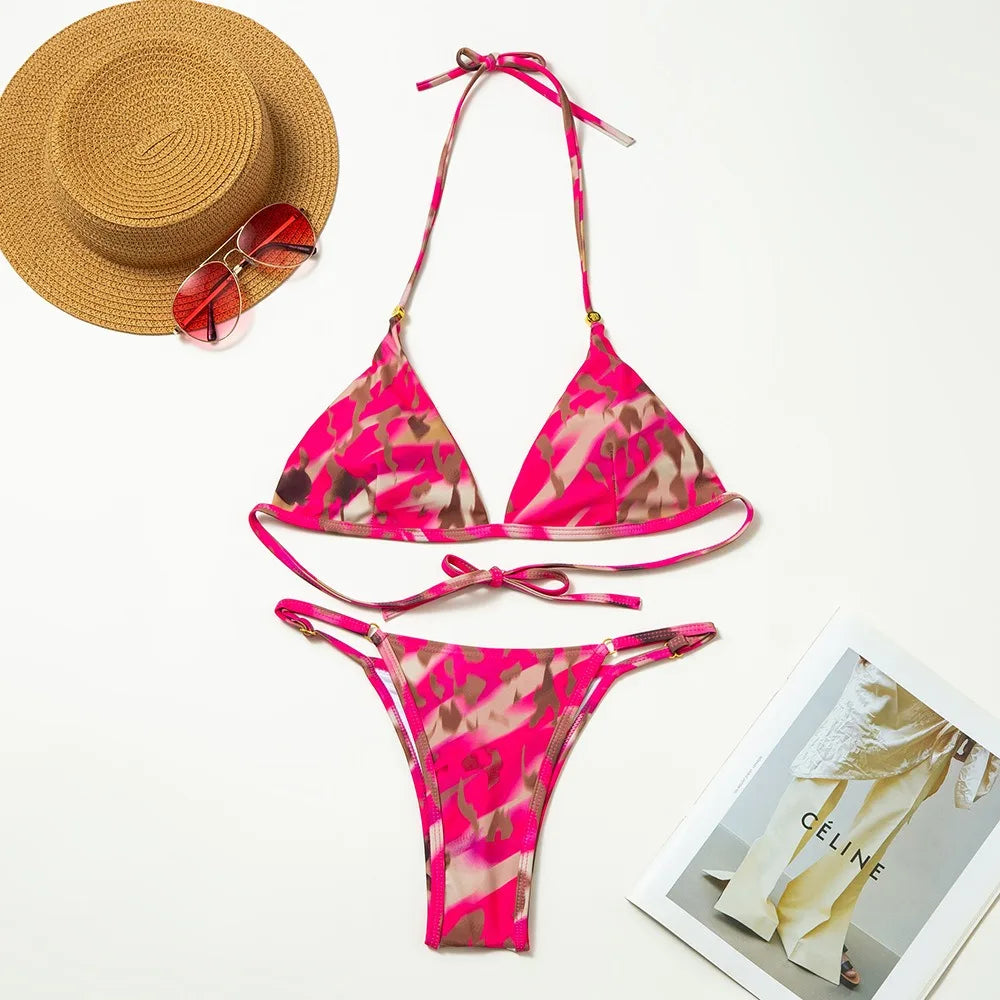 Sexy Women's Bikini Fashion Swimsuits Casual Beachwear Low Waist Thong Two Pieces Women Bikinis Set Beach Bathing Suit Swimwear