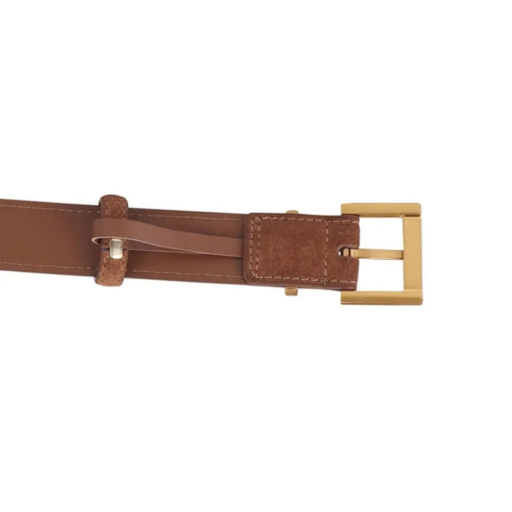 2025 Women Luxury Design Suede Leather Belt Casual Business Versatile Pin Buckle Waist Strap