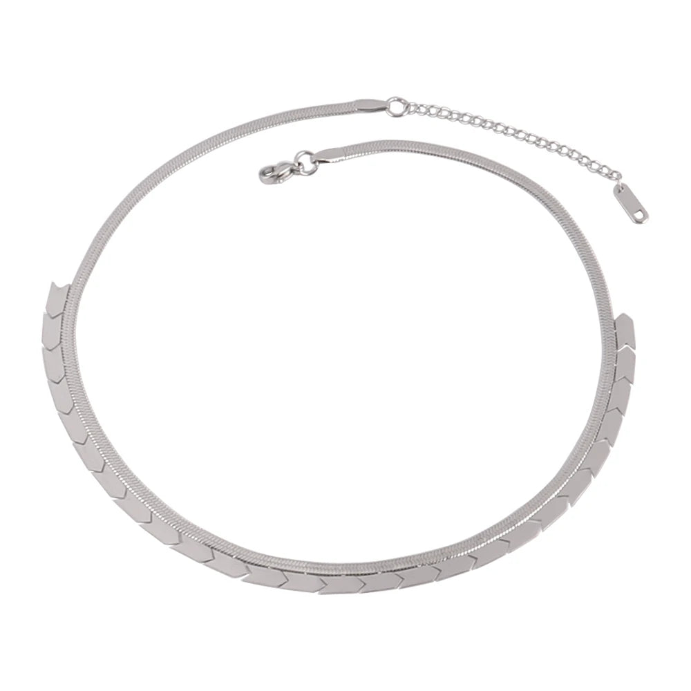 Trendy Stainless Steel Necklace For Women Gold Silver Color Round Geometric Pendant Necklace Choker Snake Chain Necklace Jewelry