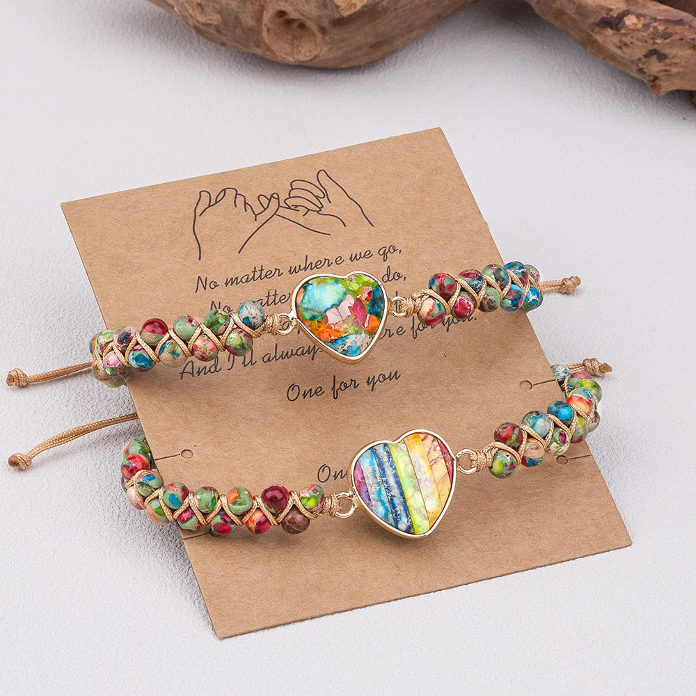Jewelry Reiki Healing for Women Bracelet Natural Stone Heart String Handmade Braided Bracelets Emperor's Stone Wrap Bracelet
