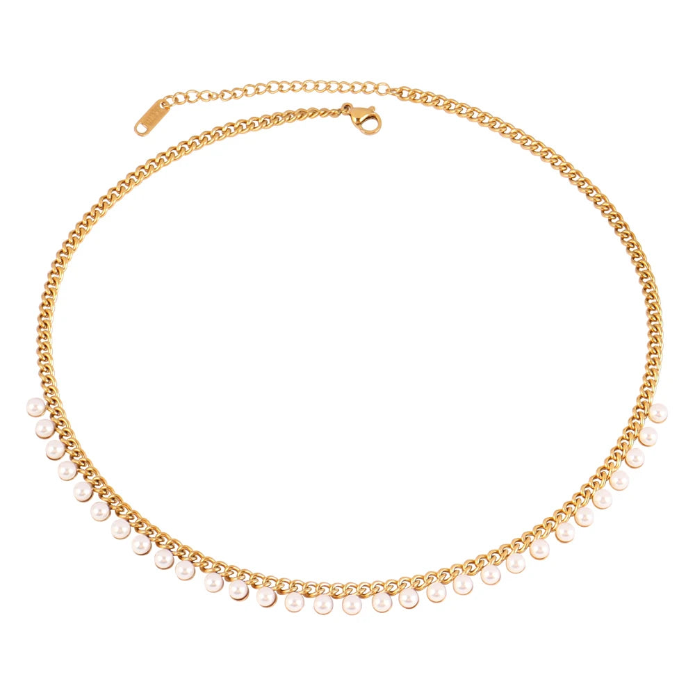 Trendy Stainless Steel Necklace For Women Gold Silver Color Round Geometric Pendant Necklace Choker Snake Chain Necklace Jewelry
