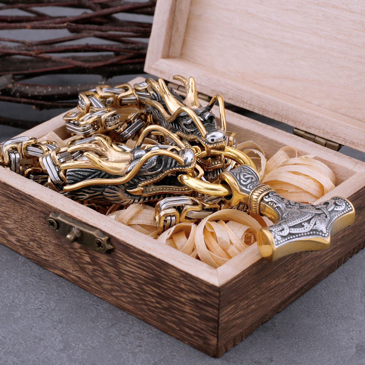 Vikings Thor's Hammer Vintage Pendant Men's Stainless Steel Faucet Square Necklace Hip Hop Fashion Biker Nordic Jewelry Gift