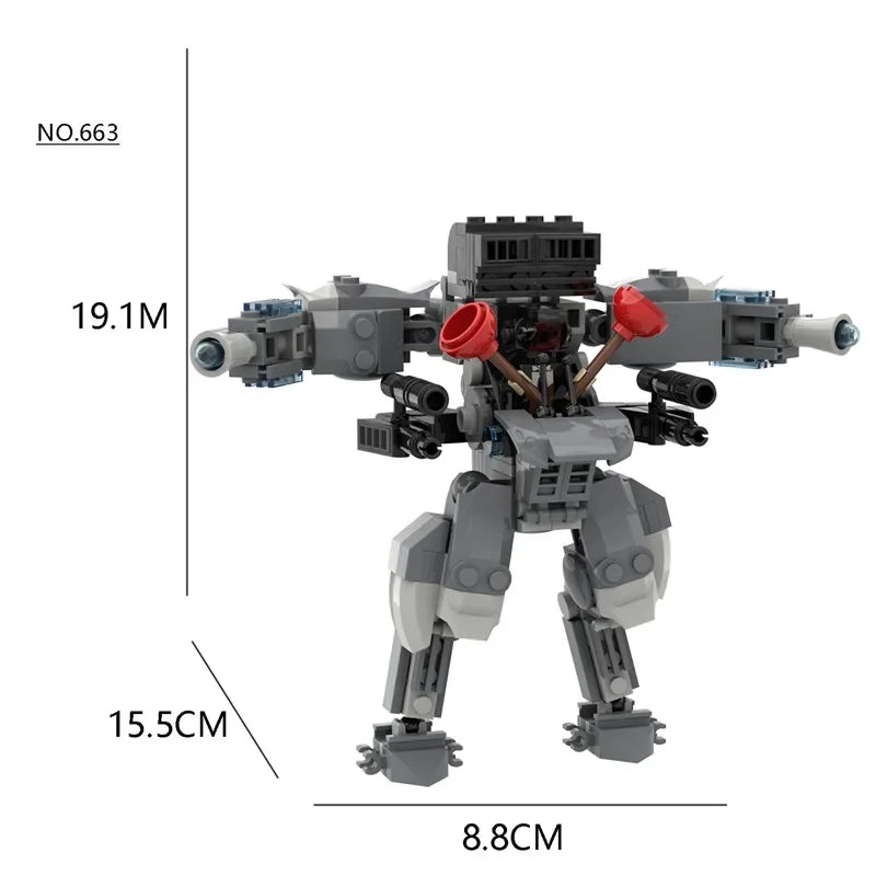 New Skibidi Toilet Titan Guitor Speaker Man Building Blocks Set With Battle-axe Creative DIY Bricks Toys For Boys Christmas Gift