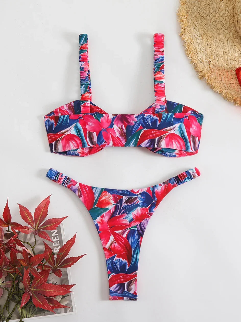 Sexy Bandeau Bikini Women's Swimsuit 2025 Two-piece Swimwear Thong Bikinis Set Female Bathing Suit Woman Swimming for Beach Wear