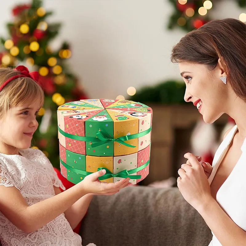 12pcs Christmas Candy Boxes Christmas Gift Packag Box Xmas Tree Hanging Pendent New Year Blind Boxes DIY Party Favors Decoration
