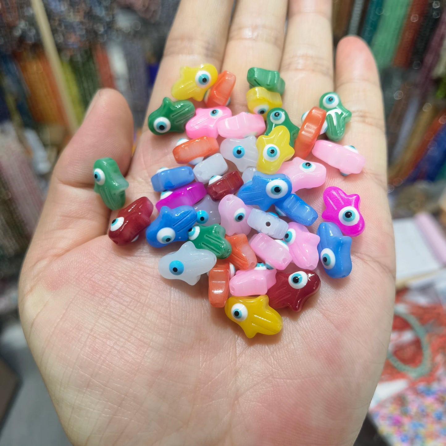 10/20pcs 14x10mm Palm Evil Eye Czech Lampwork Beads For Jewelry Making Loose Spacer Charm Bead DIY Bracelet Necklace Earring