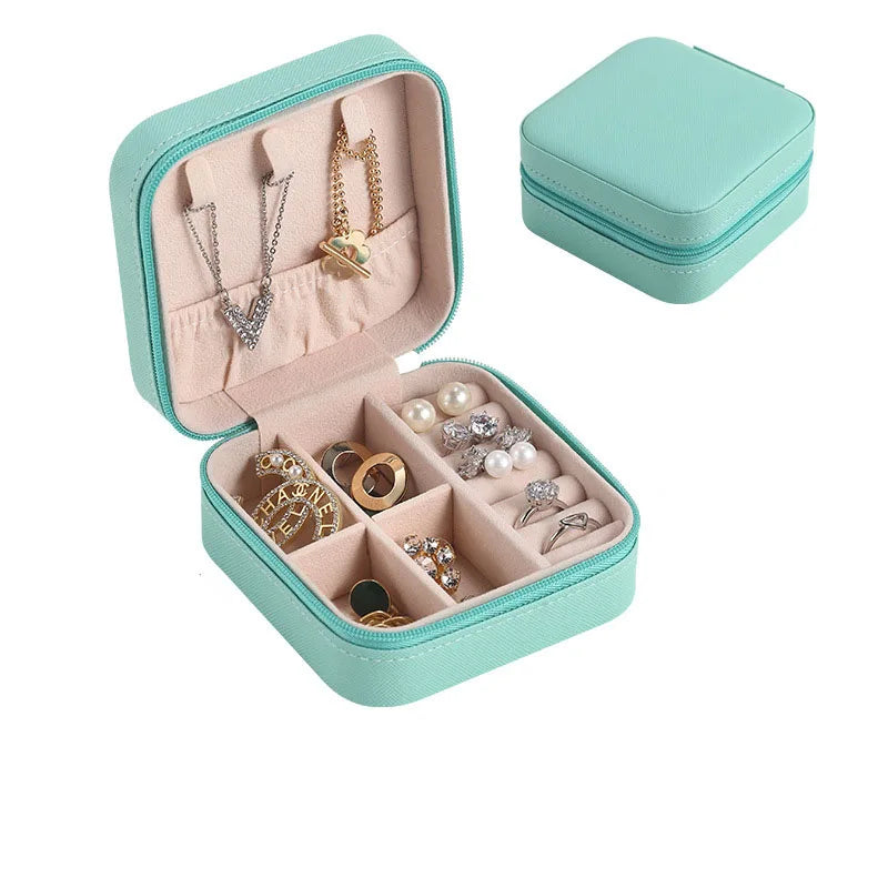 Simple ins macaroon jewelry box travel travel studs necklace ring jewelry box, portable