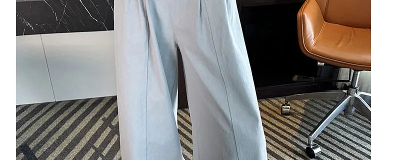 Summer Pregnant Woman Washed Cotton Trousers High Waist Ankle-length Plus Size Maternity Casual Pants Wide Legs Pregnancy Pants