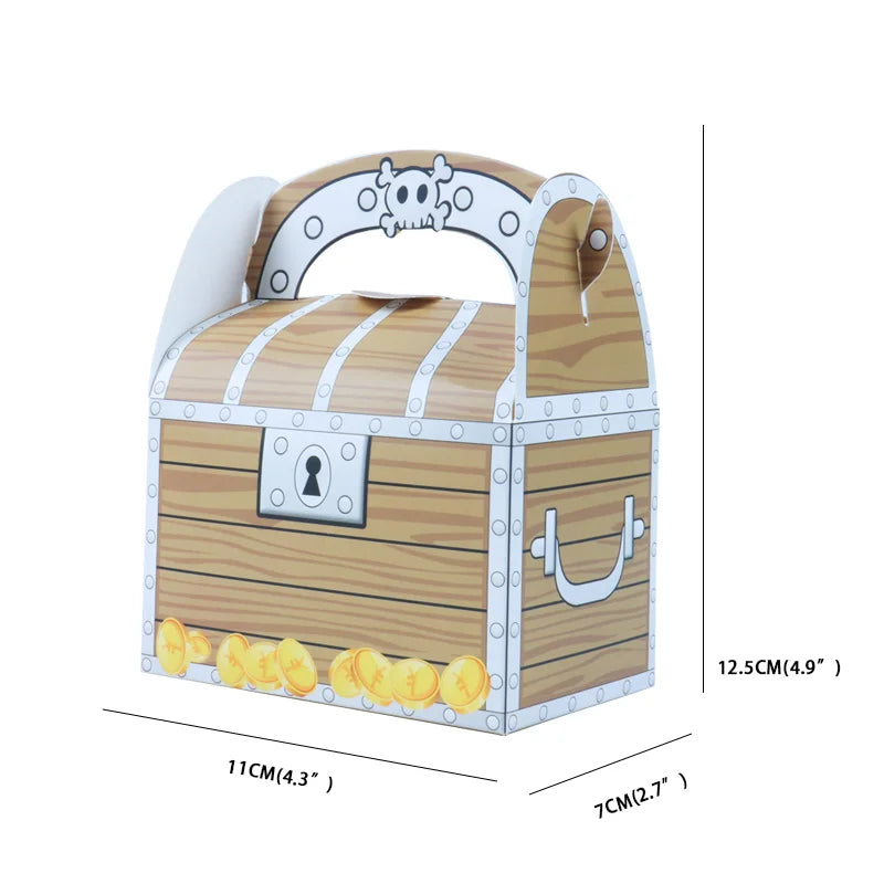 6/12pc Pirate Treasure Boxes Candy Goodie Box kids Halloween Party Favor DIY Treasure Gift Box Pirate Theme Birthday Party decor
