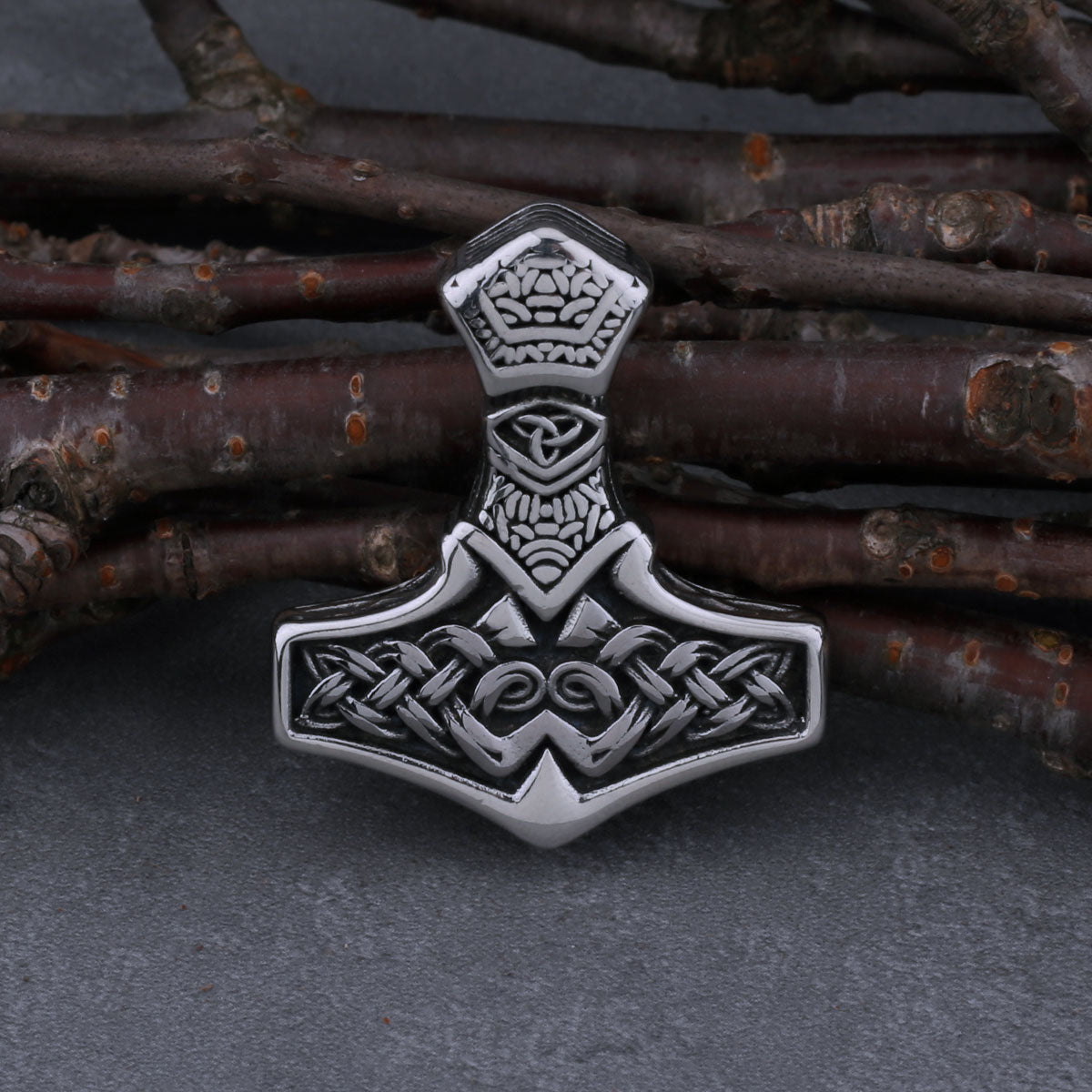 316L Stainless Steel Viking Vintage Mjolnir Thor's Hammer Necklace Men's Celtic Knot Amulet Charm Hip Hop Biker Pendant Jewelry