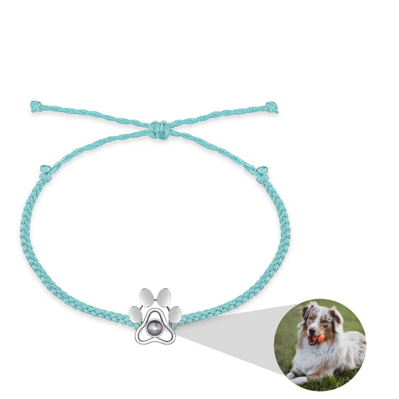 Custom Photo Bracelet with Picture Inside Personalized Photo Projection Bracelet Dog Paw Bracelet Pet Memorial Jewelry Gifts
