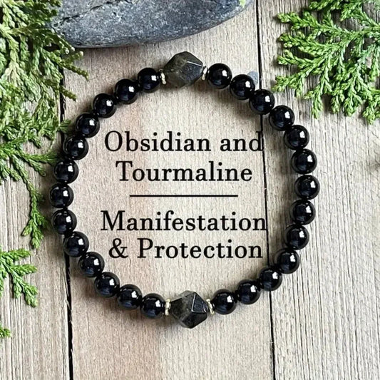 1 8mm color display bracelet, energy protection bracelet, black tourmaline and sapphire crystal bracelet, crystal bracelet