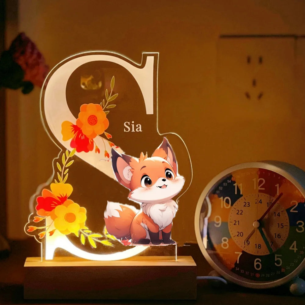 Personalized Kids Animal Lamp Custom Name Night Light Children Baby Bedroom Decoration Nursery Neonate Birthday Christmas Gift