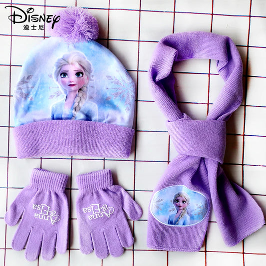 Children's Hat Glove Set Baby Boys girl Knitted Hat Elsa girls Cartoon Warm Hat Cosplay Toy Christmas Gift for Chridern cap